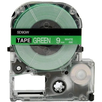 Compatible Epson LK-SD9GW, 9mm x 9m, бял печат / зелен фон, съвместима лента (LKSD9GW)