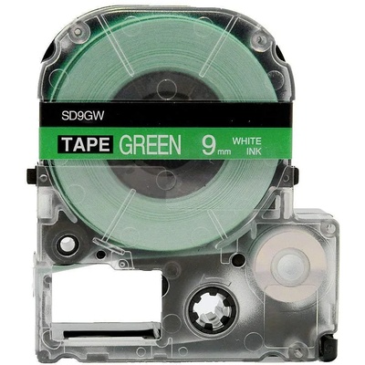 Compatible Epson LK-3GWV, SD9GW, 9mm x 9m, бял печат / зелен фон, съвместима лента (LKSD9GW)