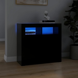 vidaXL Сайдборд с LED светлини, черен, 80x35x75 см (804329)