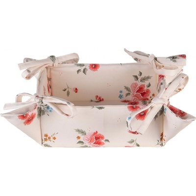 Bavlněný oboustranný košík na pečivo s květy Litttle Rose Collection - 35*35*8 cm - Clayre & Eef