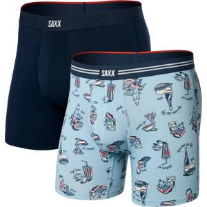 Saxx Мъжко синтетично термобельо Saxx Vibe Xtra Boxer Brief Fly 2-Pack Synthetic base layer - High Brow Low Life / Navy - размер XXL (014-2280-0415)