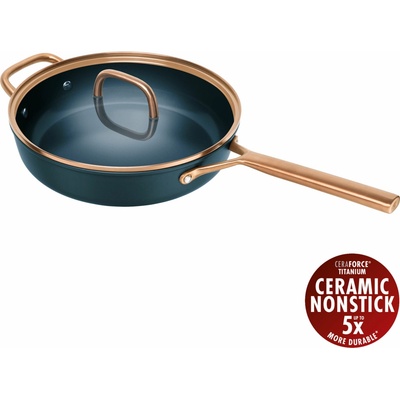 Hluboká pánev 28 cm ZWILLING Milano indukční nepřilnavá s poklicí, modrá – prémiové nádobí Made in Italy, CERAFORCE Titanium bez PFAS, do trouby 230 °C 1035075