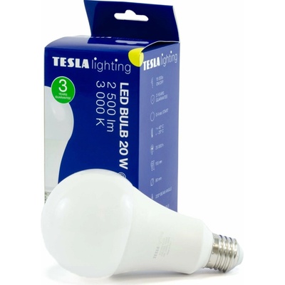 Tesla LED žiarovka LED žiarovka BULB E27, 20W, 230V, 2500lm, 25 000h, 3000K teplá biela 220st