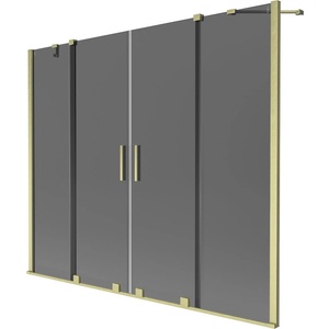Mexen Velar Duo параван за вана, 2-крилен плъзгащ се 180 x 150 cm, графит, златен четкан - 896-180-000-42-55 (896-180-000-42-55)