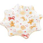 Dakls Бяла стъклена чиния с коледен мотив за сервиране ø 15 cm Gingerbread - Dakls (DOR27004)