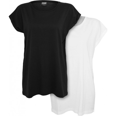 Urban Classics Curvy Dámske tričko Ladies Extended Shoulder Tee 2 Pack black white