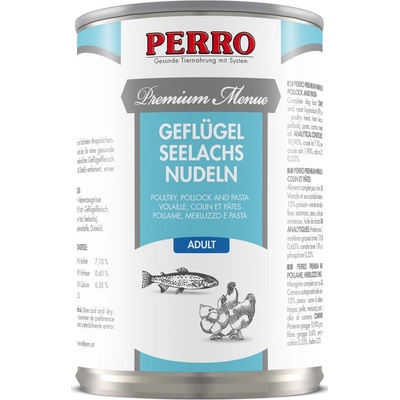 Perro Premium Menue Treska tmavá drůbež a nudle 820 g