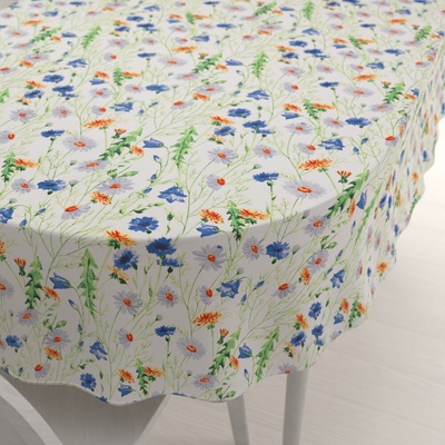 Biante bavlna oválny obrus Sandra SA-601 Margaréty a zvončeky na bielom 140x220 cm