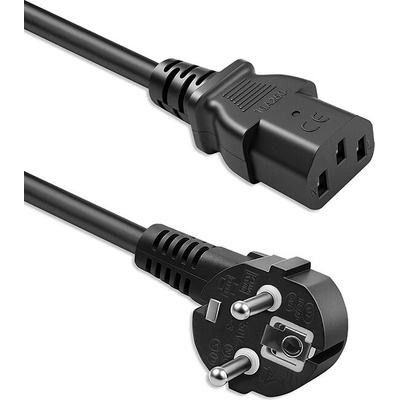 Qoltec Napájecí kabel | Úhlová zástrčka SCHUKO CEE 7/7 (E/F) | IEC C13 | 3x0,5 mm2 | holá měď | 1,5 m