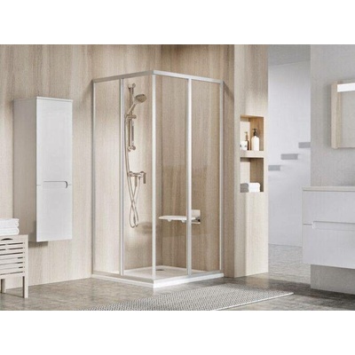 Ravak Supernova čtyřúhelníkový sprchový kout SRV2+SRV2, 90x90x195 cm, satin, dekor transparent 14V70UO2Z1S