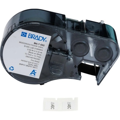 Brady M4-7-595 / 176803, 12.70 mm, Vinyl, čierna tlač / biely podklad
