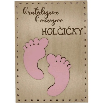 Dřevěné přání narození holčičky