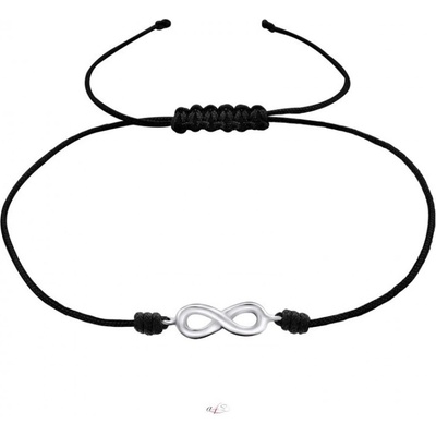 Prosperk náramek na šňůrce nekonečno stříbro S2664