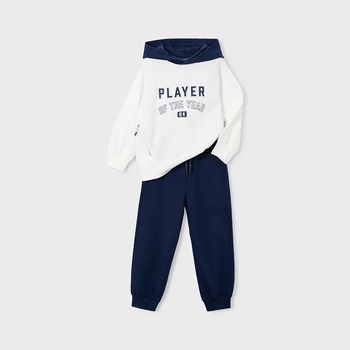 Mayoral Комплект 2 части player бял суичър и морскосин панталон за мини момче Mayoral