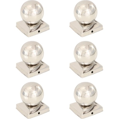 Krytky na plotové sloupky 6 ks s koulí nerezová ocel 91 x 91 mm 834177