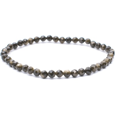 Milujeme Kameny Obsidián zlatý náramek fazetovaný kulička NFK37