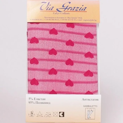 Стилни дамски чорапи в цикламен цвят със сърца