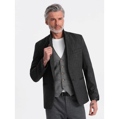 Ombre Stylish men's jacquard blazer with delicate stripes graphite černá – Zboží Dáma Ombre Stylish men's jacquard blazer with delicate stripes graphite černá – Zboží Dáma