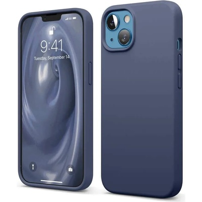 elago Soft Silicone Case - силиконов (TPU) калъф за iPhone 13 (тъмносин)