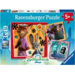 Ravensburger Детски пъзел Ravensburger от 3 x 49 части - Зоотрополис на нова мисия (12004137) - ozone