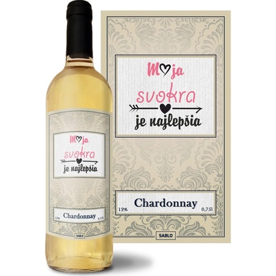 Sablio Moja svokra je najlepšia Chardonnay biele suché víno 12 % 0,75 l (čistá fľaša)