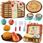 LEAN Toys Picnic Set Woven Basket Food Accessories 33 pcs