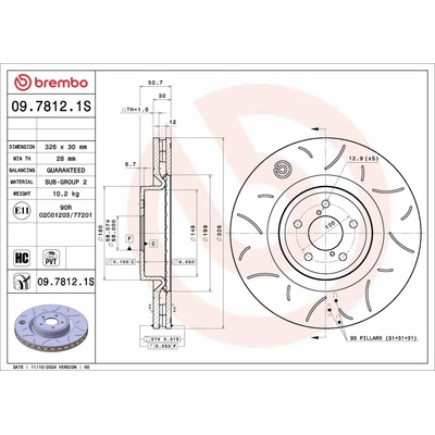 Brzdový kotúč BREMBO 09.7812.1S (0978121S)