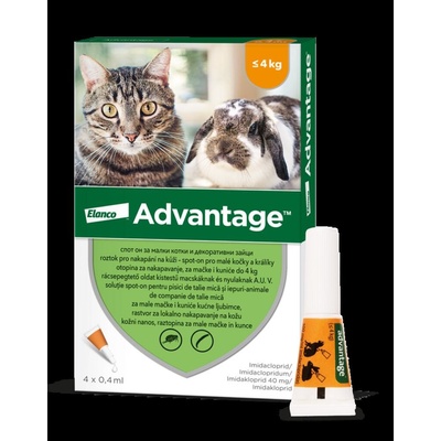 Advantage Spot-on pro malé kočky a králíky 40 mg 4 x 0,4 ml