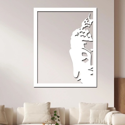 dřevo života Dřevěná dekorace BUDHA BALI Rozměry (cm): 48x60, Zvolte barvu dekoru: Bílá