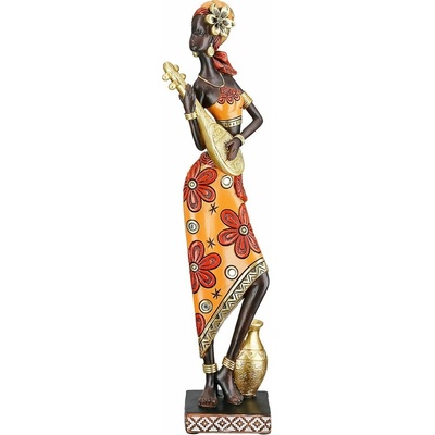 Dekorace figura Afričanka African Beat s kytarou, 6x6,5x32 cm