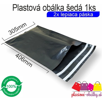 Zawmark Plus Plastová obálka šedá 60 µm 2x lepiaca páska Balenie: po 1 ks, Rozmer: 305 x 406 mm