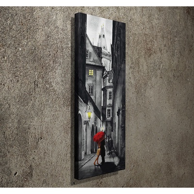 ASIR Obraz na plátně ZAMILOVANÝ PÁR POD DEŠTNÍKEM 30 x 80 cm