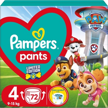 Pampers Pants Paw Patrol Size 4 еднократни пелени гащички 9-15 kg 72 бр