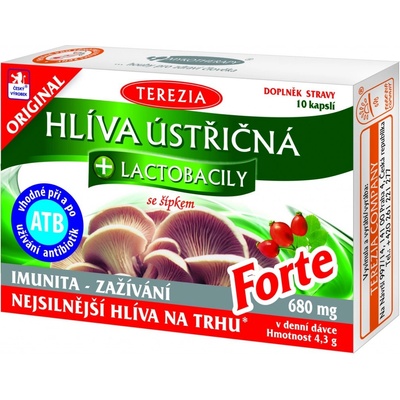 Terezia Company Hlíva ustricovitá + lactobacily so šípkami Forte 10 kapsúl