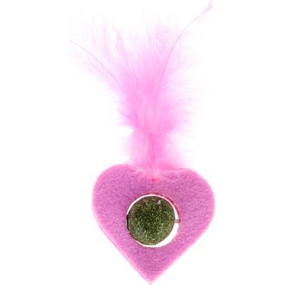 Tiaki srdce s pierkom a catnipom 15 x 6,5 cm