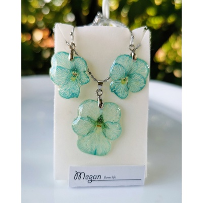 Meganflo Комплект Теменужка в бяло и тюркоаз