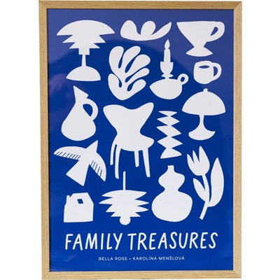 Bella Rose Plakát Family Treasures Beige / Blue 30 x 40 cm, modrá barva, papír