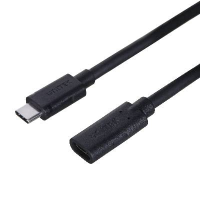 Удължителен кабел, Unitek, USB-C, 10 Gbps, 4 K, 100 W, 1 m, Черен (C14086BK-1M)