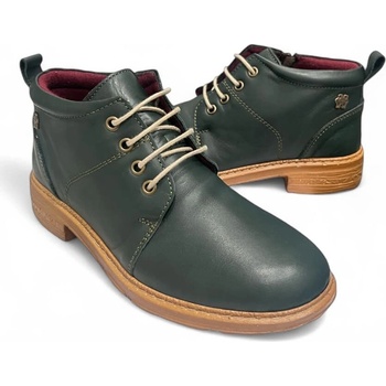 Loretta comfort анатомични дамски боти тип кларк от естествена кожа в тъмно зелен цвят