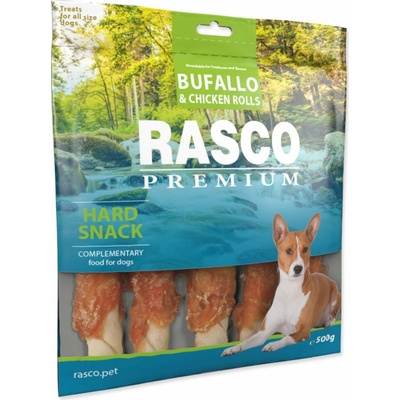 Rasco Premium byvolia koža obalená kuracím mäsom tyčinky L 500 g