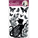 Anděl Samolepiaca dekorácia 10016 čierna mačka s glitrami a kamienkami