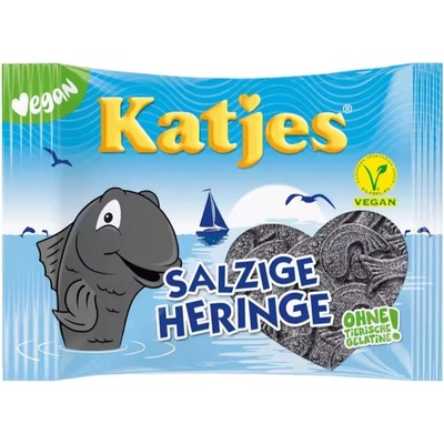 Katjes Salzige Heringe Vegan sladko-slané lékořicové bonbóny ve tvaru ryb 210 g