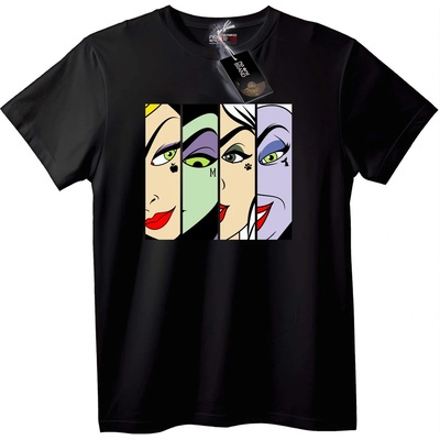 NOONEBRAND Тениска с 4 карикатурни лица - 7XL, Black