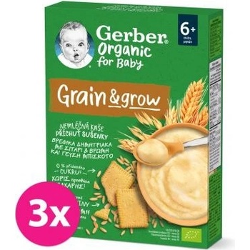 Gerber Organic Nemliečna s príchuťou sušienky 3 x 200 g​