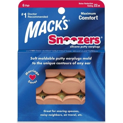 Mack's Snoozers Silikónové štuple do uší 6 párov