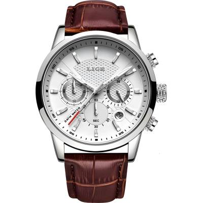 LIGE Часовник lige el-14632 - Кафяво / Сребристо / Бяло kp14632 (el-14632)