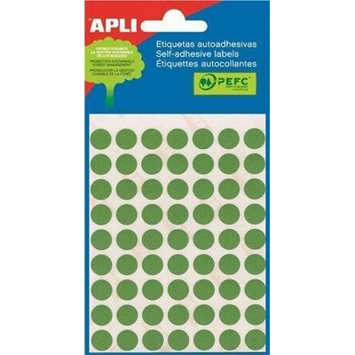 Etikety, zelené, kruhové, priemer 10 mm, 315 etikiet/balenie, APLI
