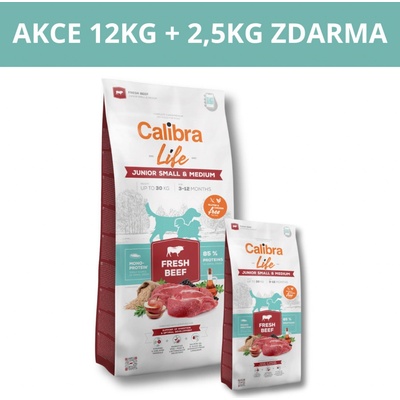 Calibra Dog Life Junior Small & Medium Fresh Beef 14,5 kg