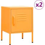 vidaXL Нощни шкафчета, 2 бр, горчица жълто, 35х35х51 см, стомана (3095207)