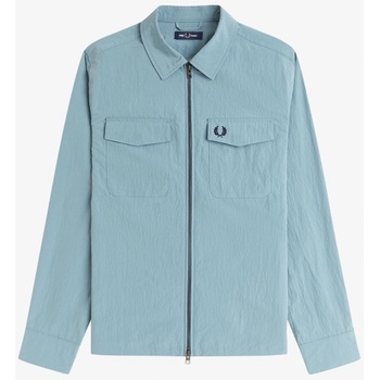 Fred Perry Риза с дълъг ръкав Fred Perry Men's Long Sleeve Zip Overshirt - Stock Blue Z20